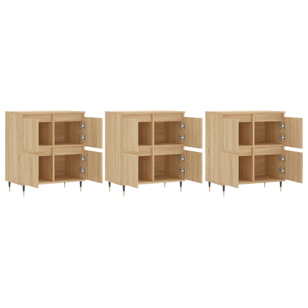 Aparadores 3 pcs derivados de madeira cor carvalho sonoma