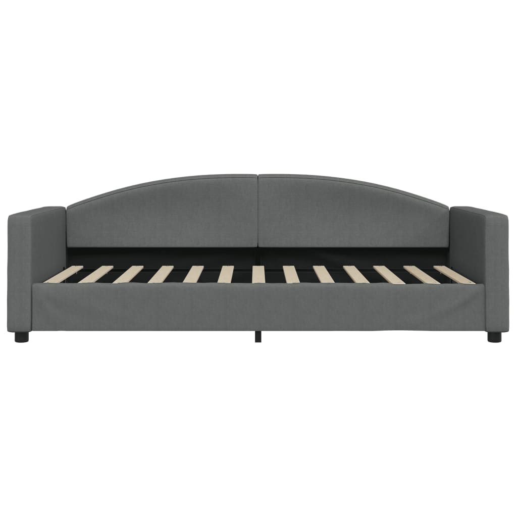 Sofá-cama com colchão 90x200 cm tecido cinzento-escuro