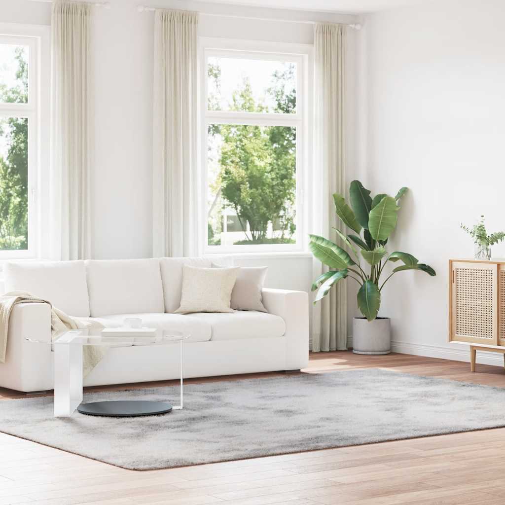 Tapete shaggy de pelo alto navarra 240x340cm cinzento prateado