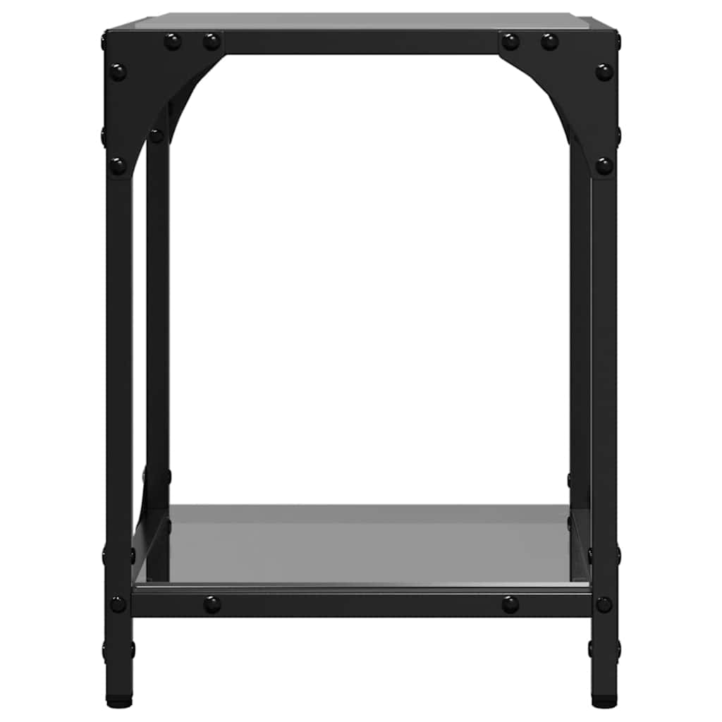 Mesas de centro c/ topo em vidro preto 2 pcs 30x30x40 cm aço