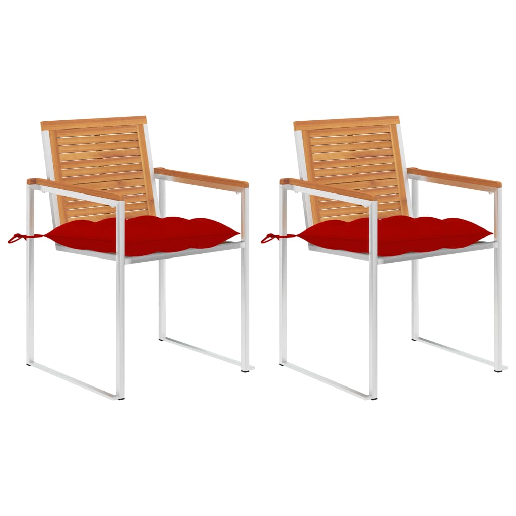 Cadeiras de jardim com almofadões 2 pcs acácia maciça e aço