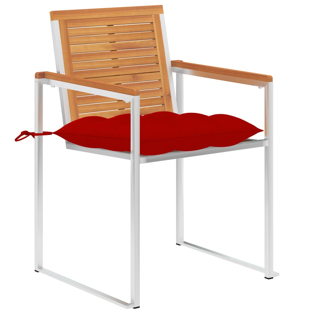 Cadeiras de jardim com almofadões 2 pcs acácia maciça e aço