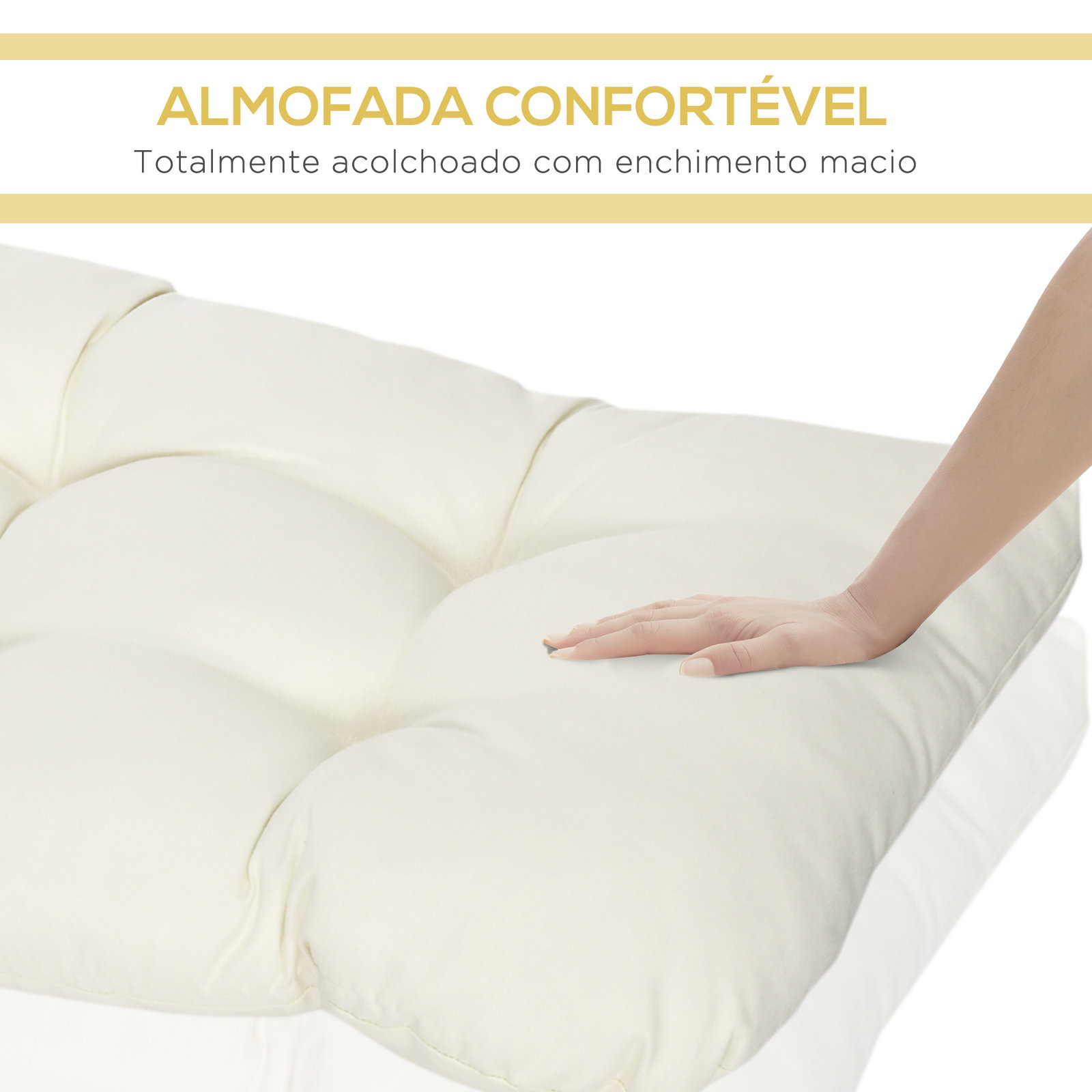 Almofada para bancos de 2 lugares almofada retangular para interiores e exteriores lavável 110x48x8cm creme