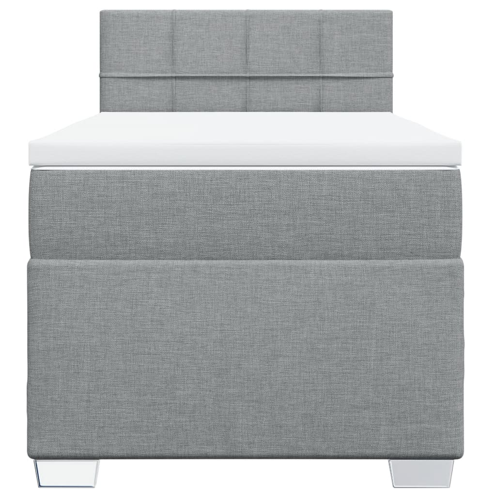 Cama com molas/colchão 90x190 cm tecido cinzento-claro