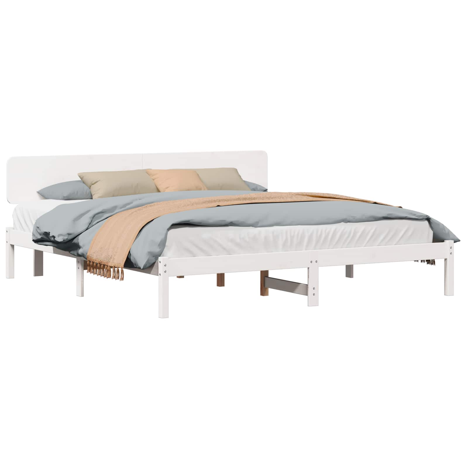 Estrutura da cama com cabeceira branco 180 x 200 cm