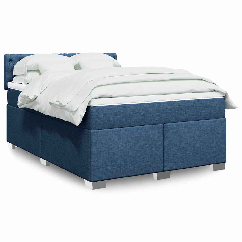 Cama com molas/colchão 140x190 cm tecido azul