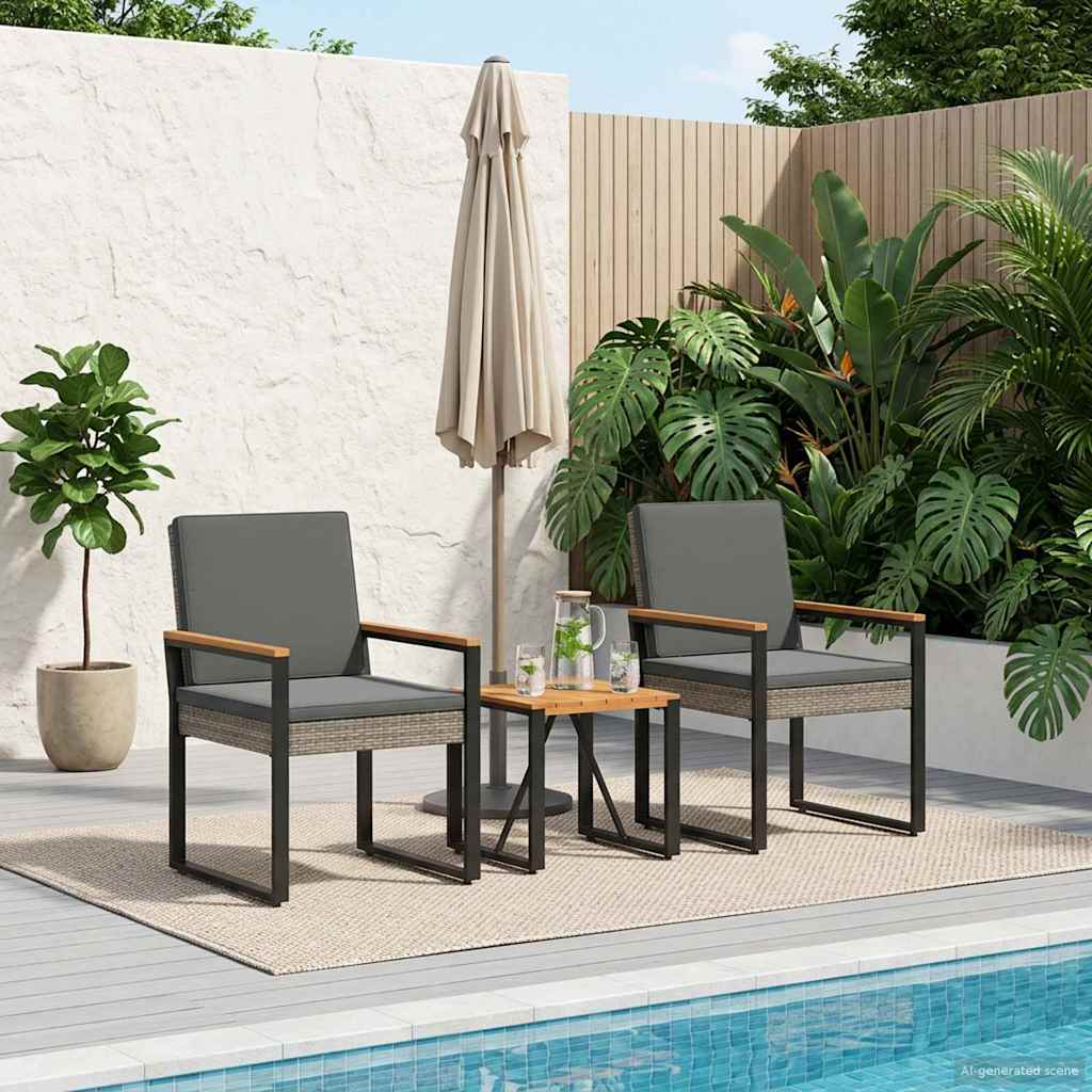 Conjunto de móveis para exterior 3 unid. cinza e cinza escuro