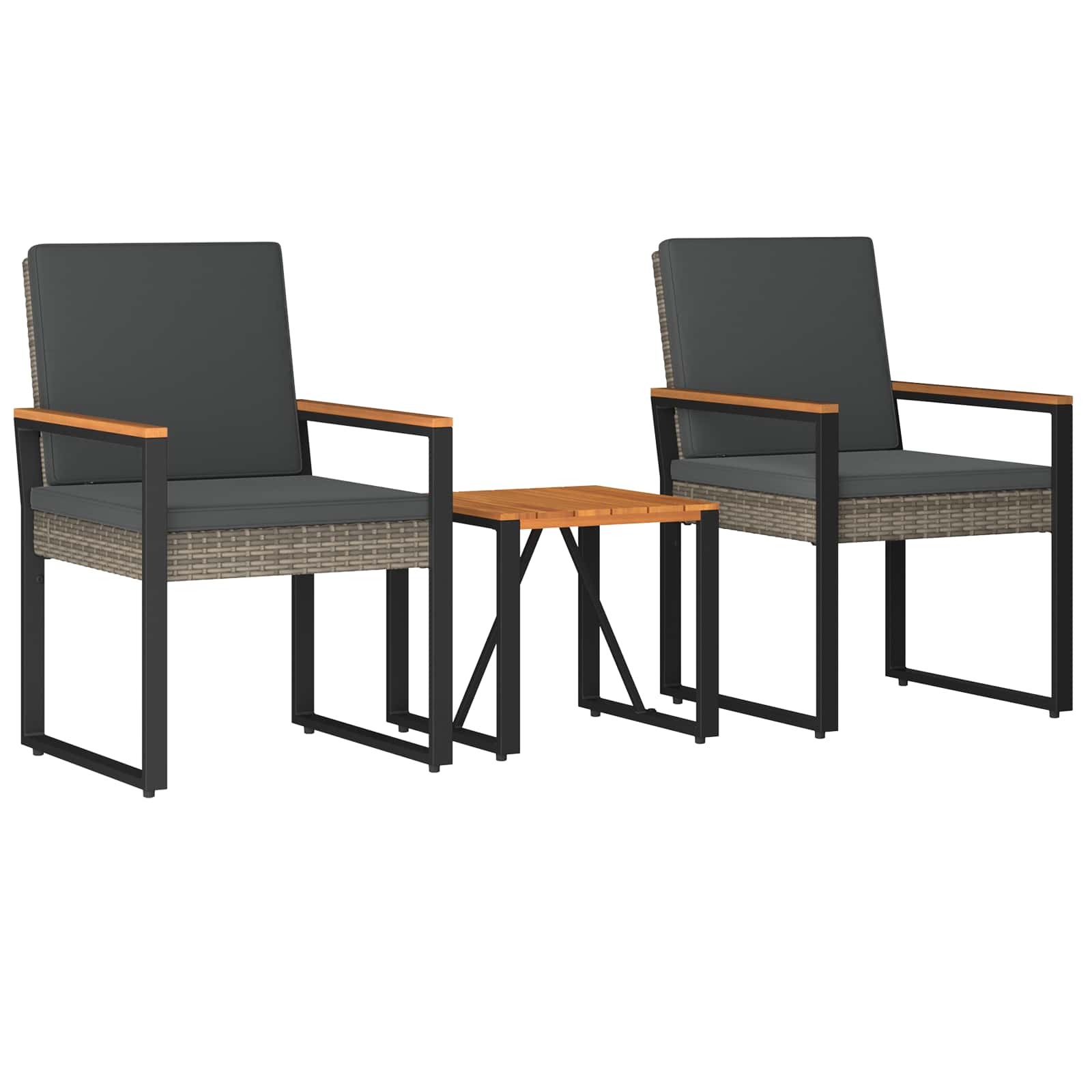 Conjunto de móveis para exterior 3 unid. cinza e cinza escuro