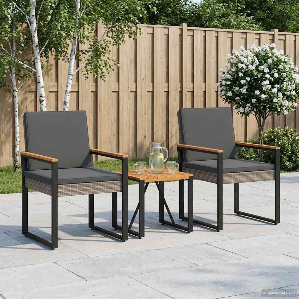 Conjunto de móveis para exterior 3 unid. cinza e cinza escuro