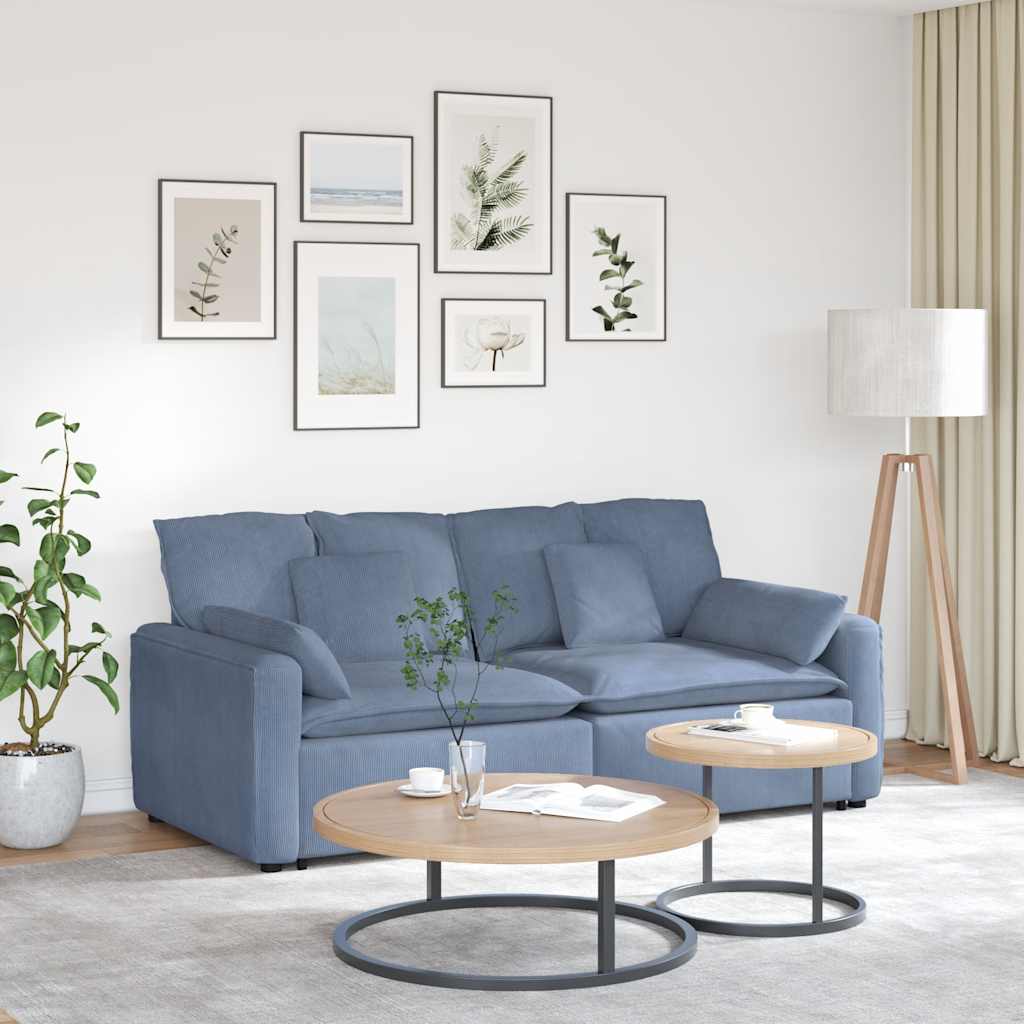 Sofá modular com almofadas azul