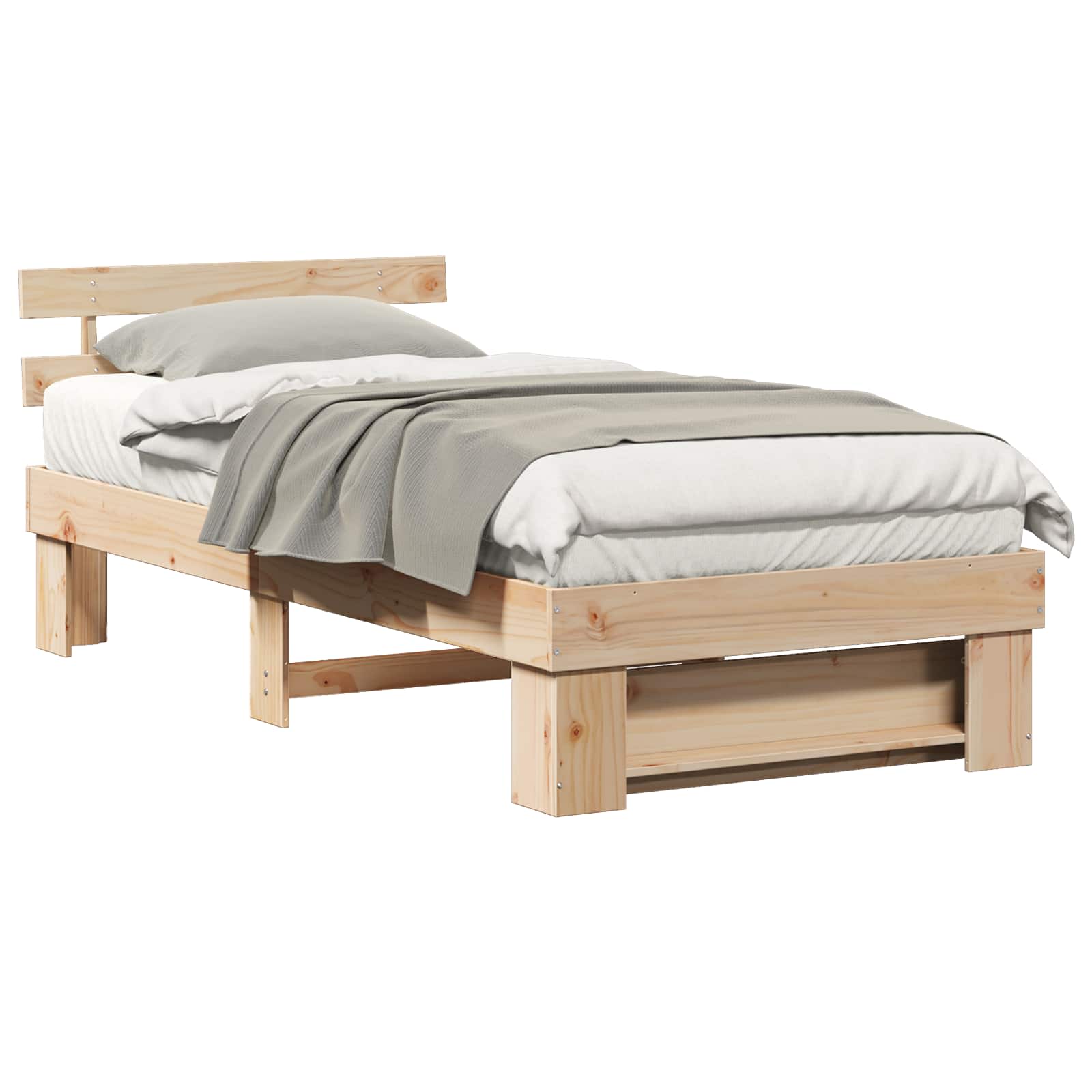 Estrutura da cama com cabeceira castanho 100 x 200 cm