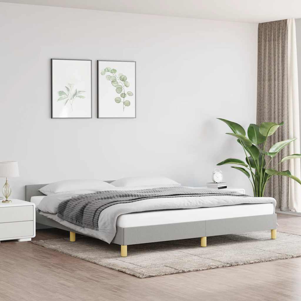 Estrutura de cama sem colchão 180x200 cm tecido cinzento-claro
