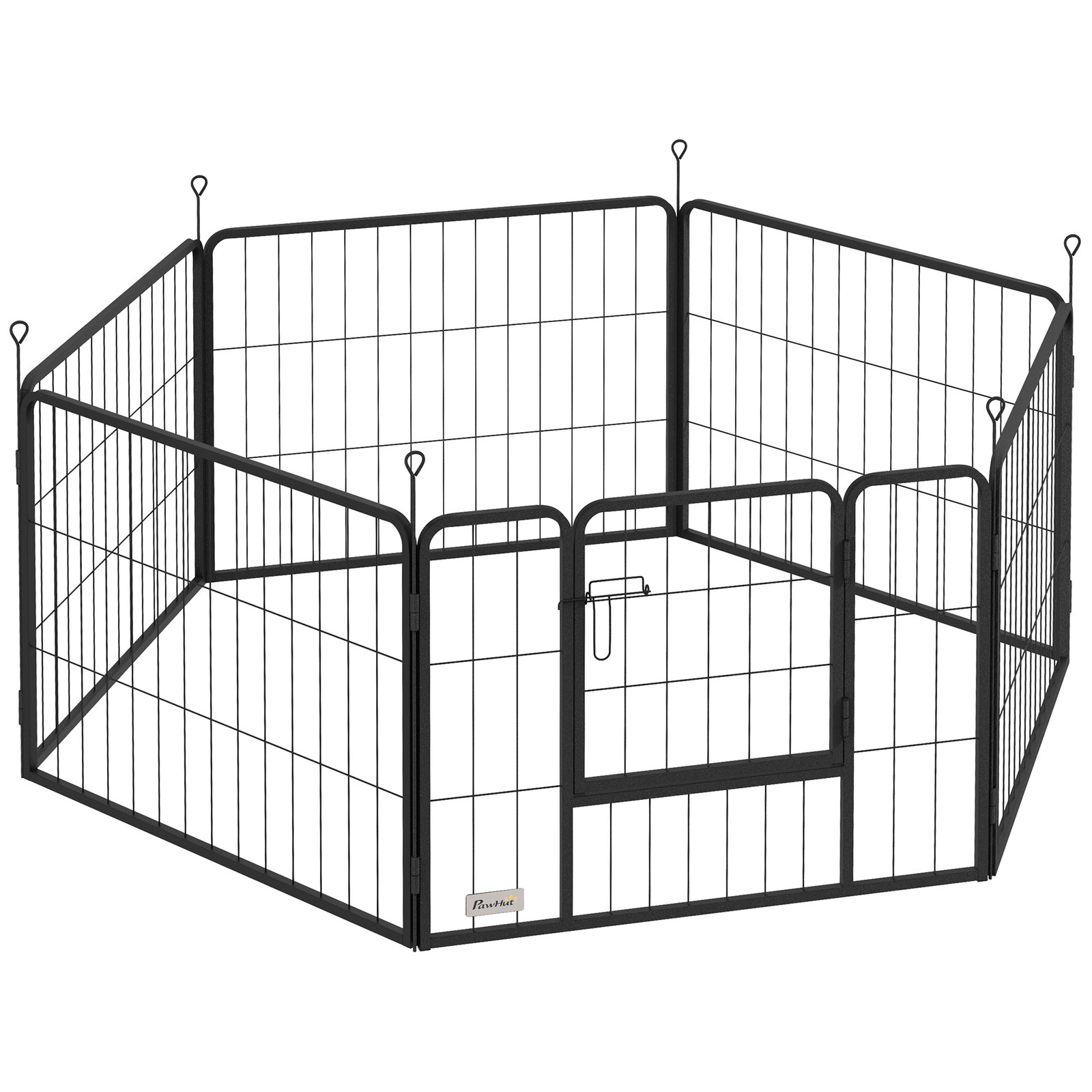 Parque para cães de 6 painéis de 60 cm de altura vedações para cães de aço dobrável com porta para interior e exterior preto