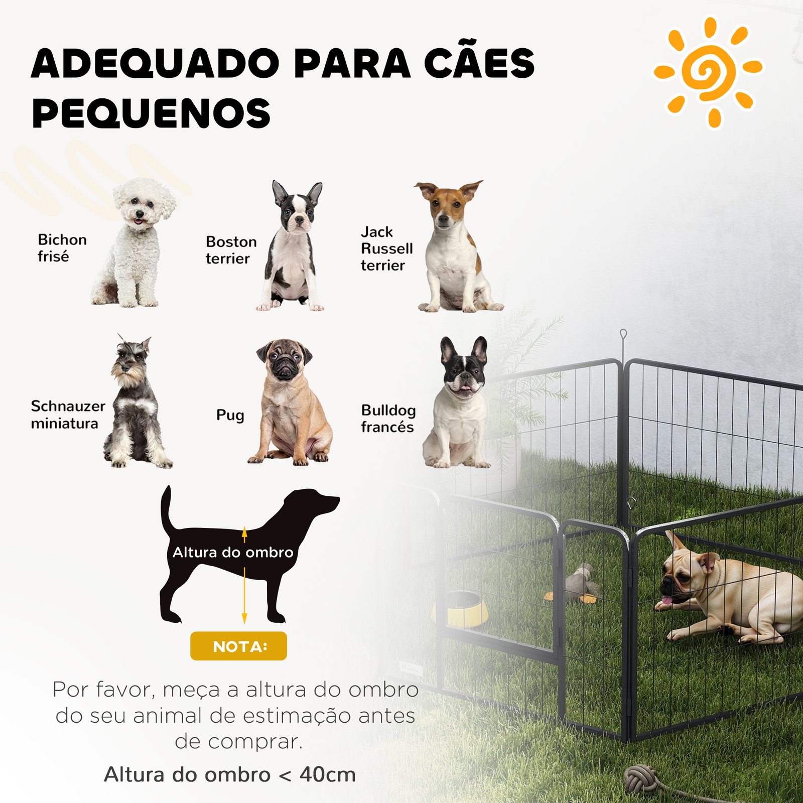 Parque para cães de 6 painéis de 60 cm de altura vedações para cães de aço dobrável com porta para interior e exterior preto
