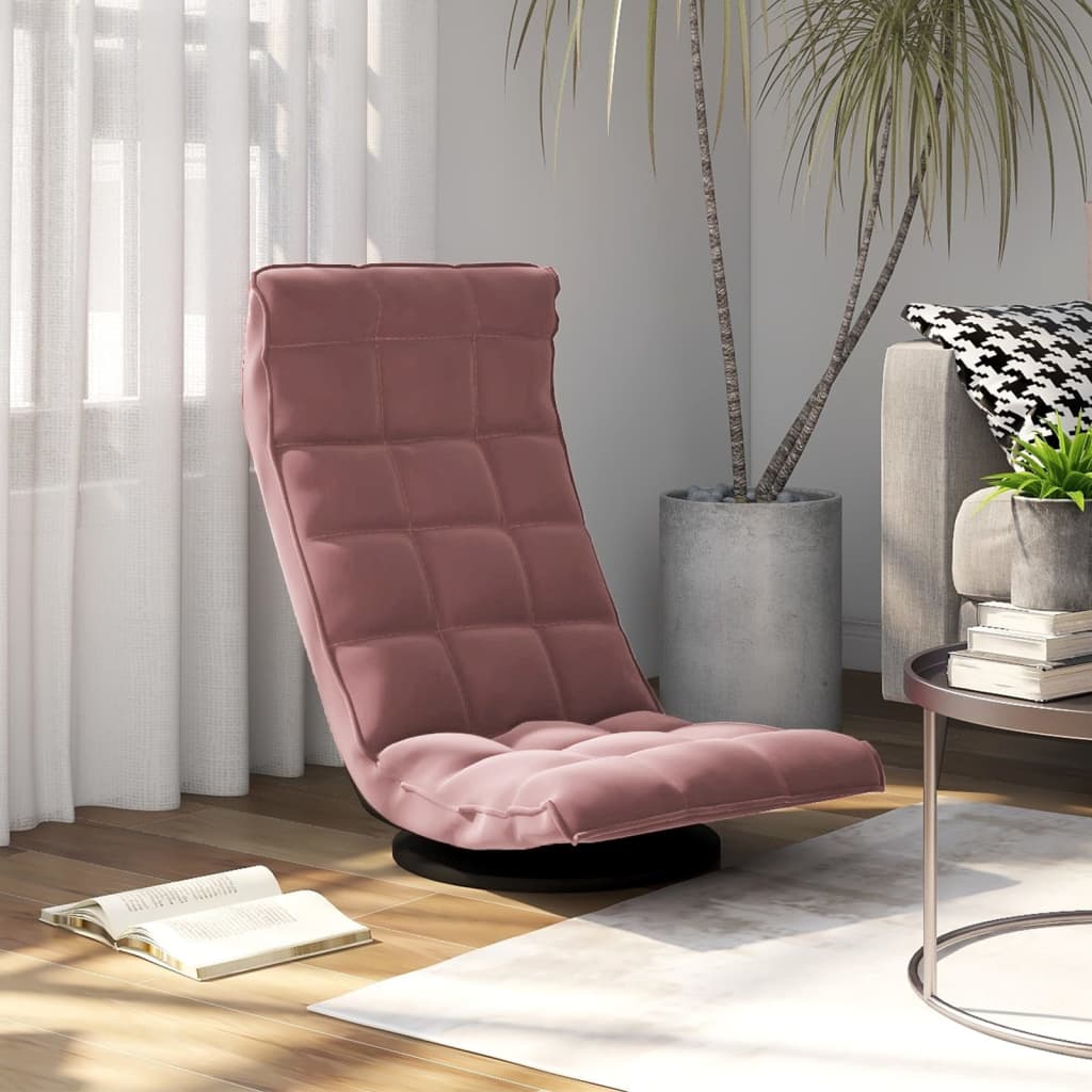 Cadeira de piso giratória veludo rosa