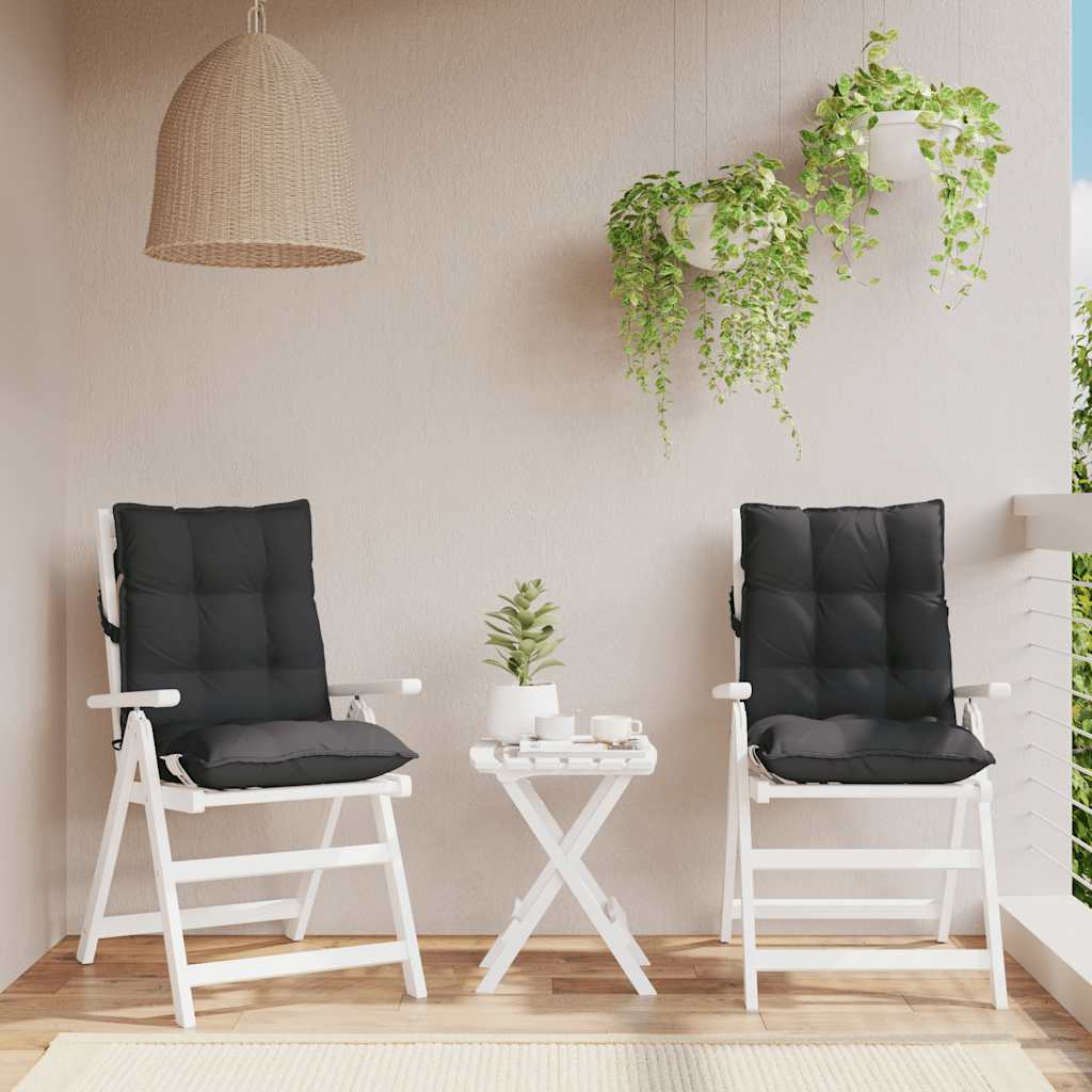 Almofadões cadeira encosto baixo 2 pcs tecido oxford preto