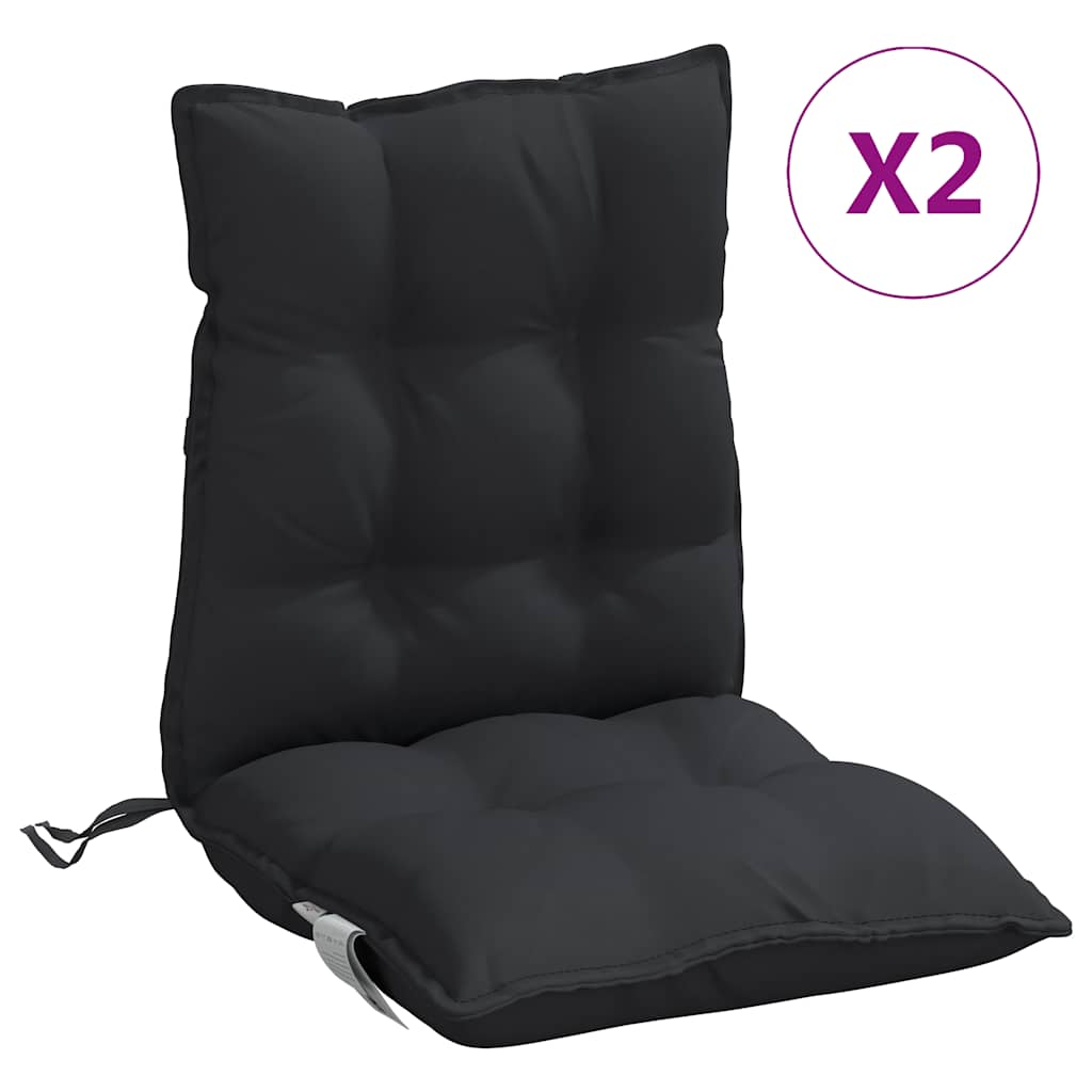 Almofadões cadeira encosto baixo 2 pcs tecido oxford preto