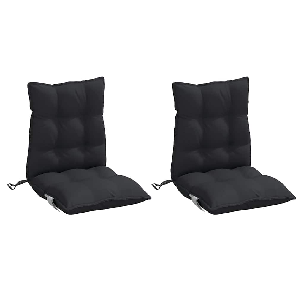 Almofadões cadeira encosto baixo 2 pcs tecido oxford preto
