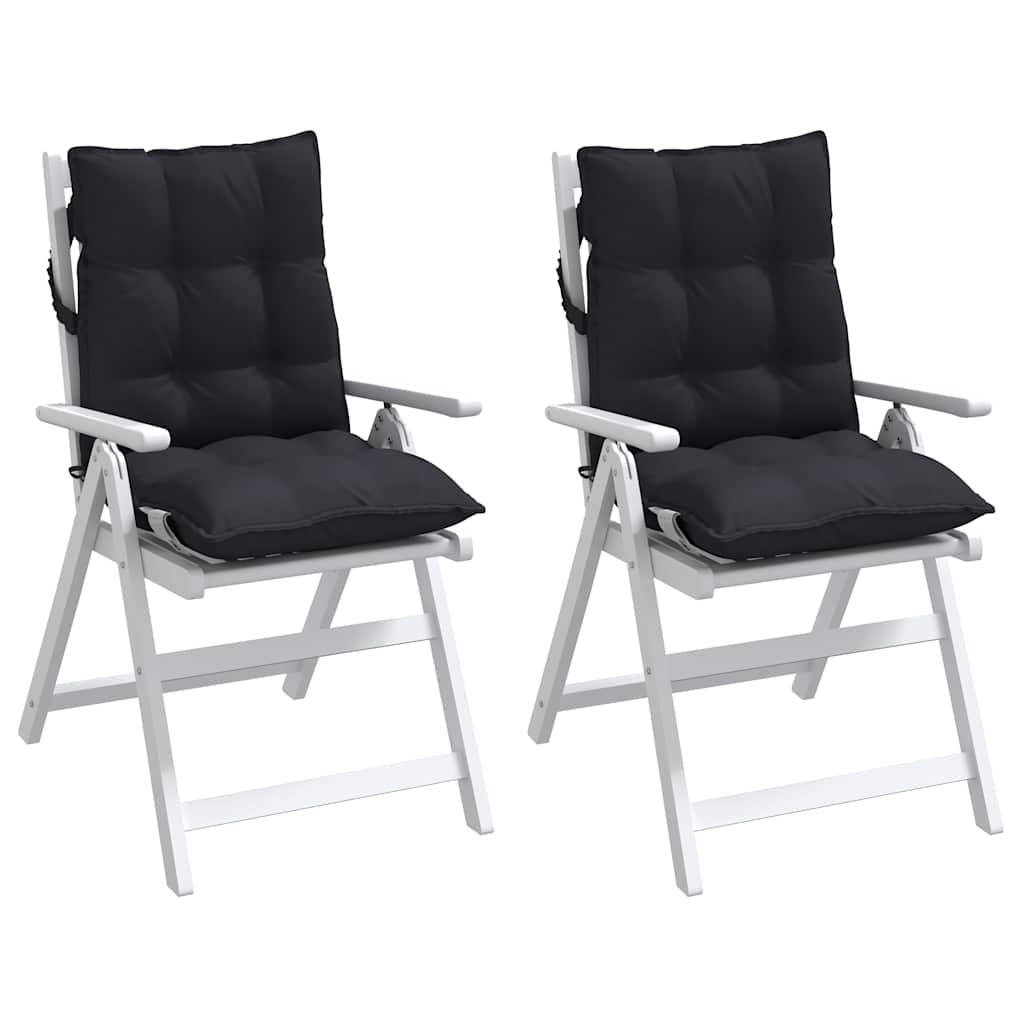 Almofadões cadeira encosto baixo 2 pcs tecido oxford preto