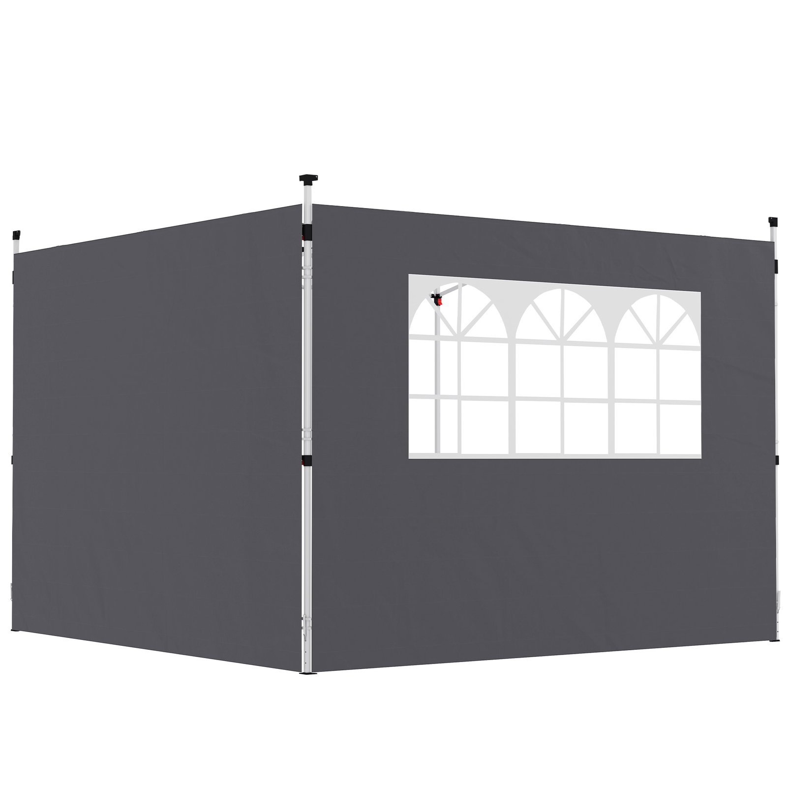 Paredes laterais para tenda de 295x200 cm 2 painéis de tecido oxford de 300x200 cm com janela para festas cinzento escuro