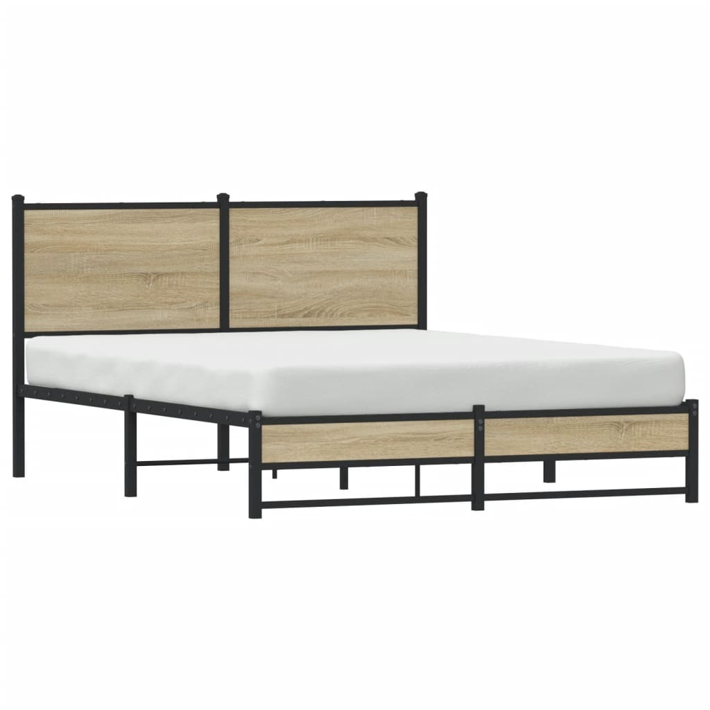 Estrutura de cama sem colchão 137x190 cm metal carvalho sonoma