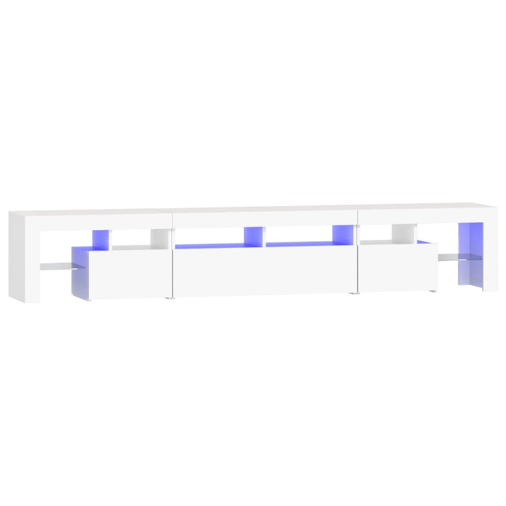 Móvel de TV com luzes LED 230x36,5x40 cm branco
