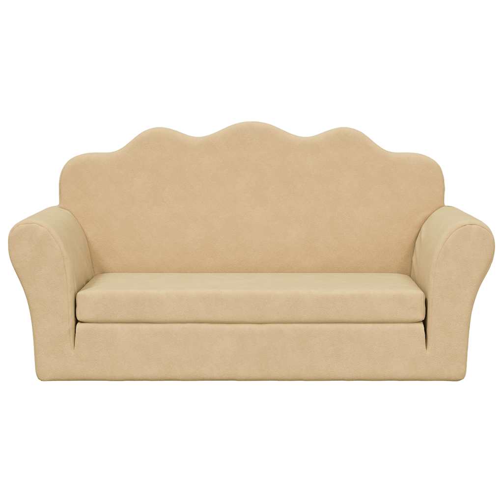 Sofá infantil de 2 lugares pelúcia macia cor creme