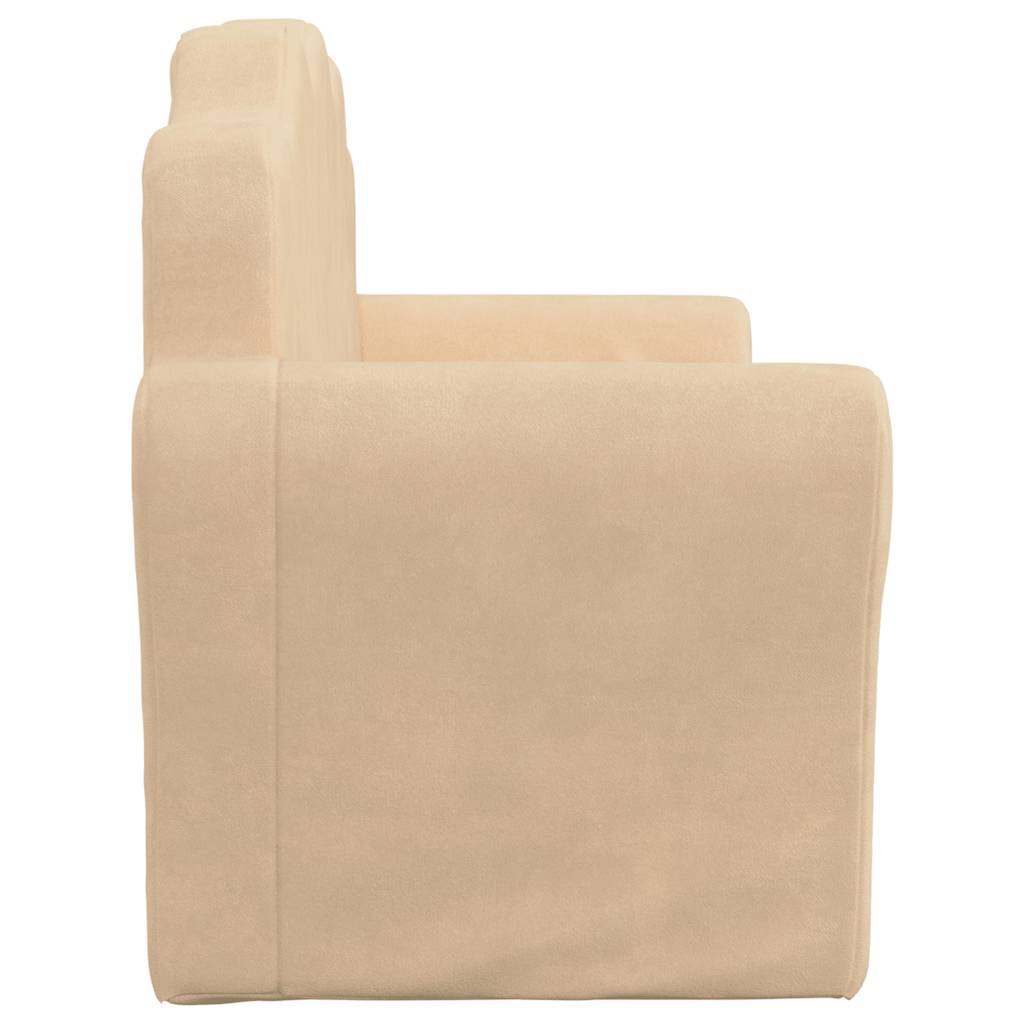 Sofá infantil de 2 lugares pelúcia macia cor creme