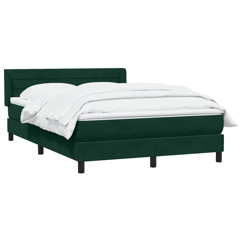Cama com molas/colchão 160x220 cm veludo verde-escuro