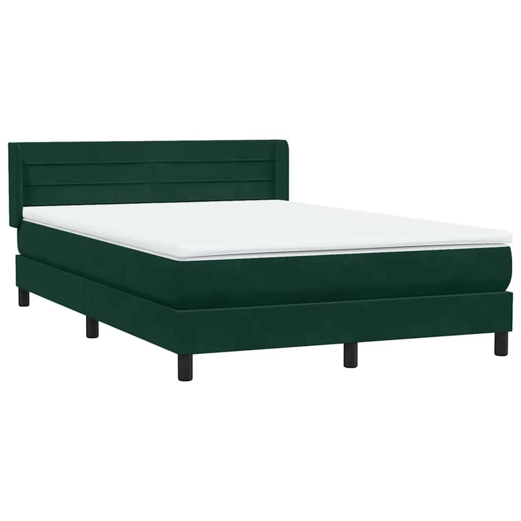 Cama com molas/colchão 160x220 cm veludo verde-escuro