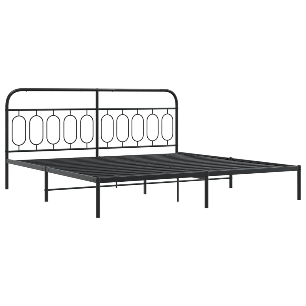 Estrutura de cama com cabeceira 200x200 cm metal preto