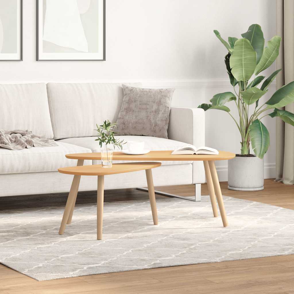 Conjunto mesas de centro 2 pcs pinho maciço castanho