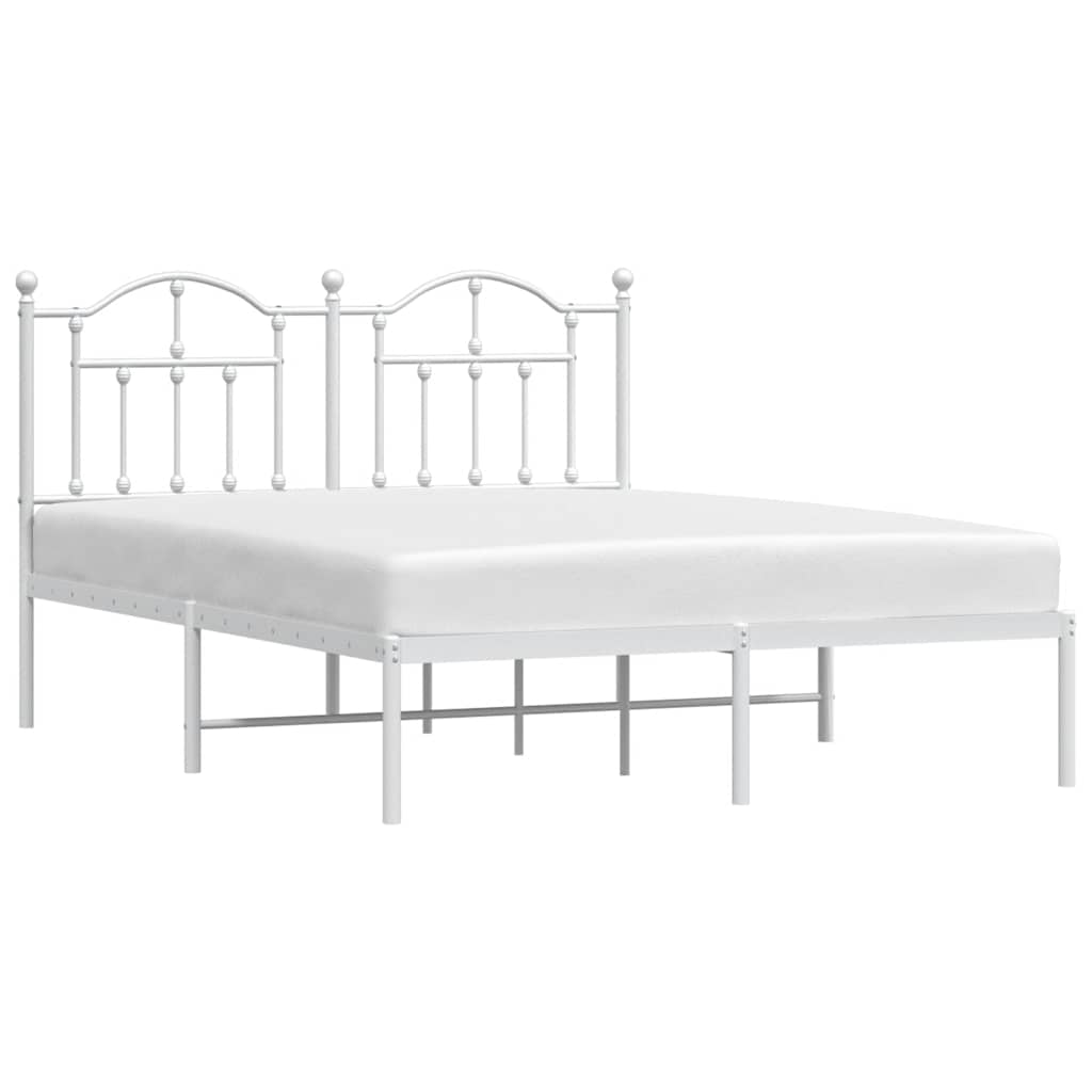 Estrutura de cama com cabeceira 140x200 cm metal branco