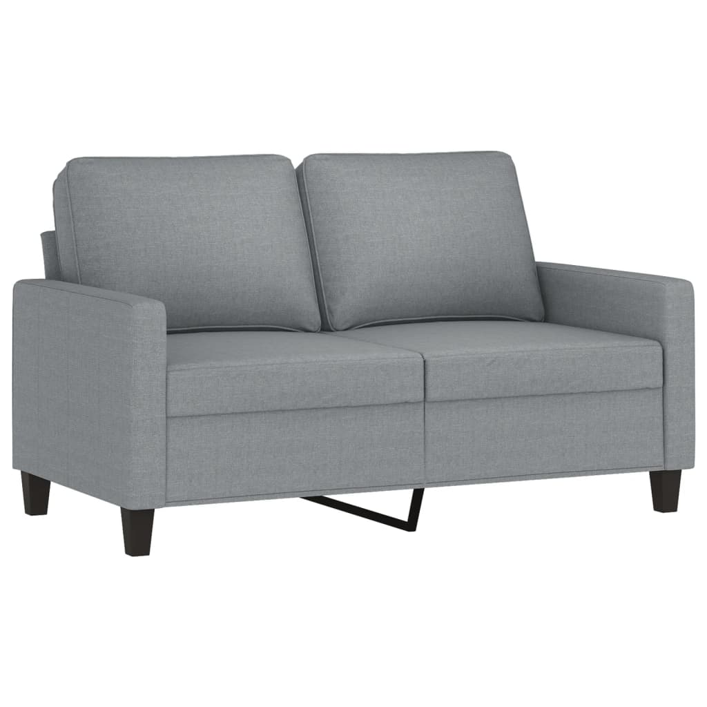 3 Pcs conjunto de sofás com almofadões tecido cinzento-claro