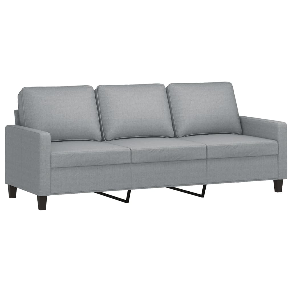 3 Pcs conjunto de sofás com almofadões tecido cinzento-claro