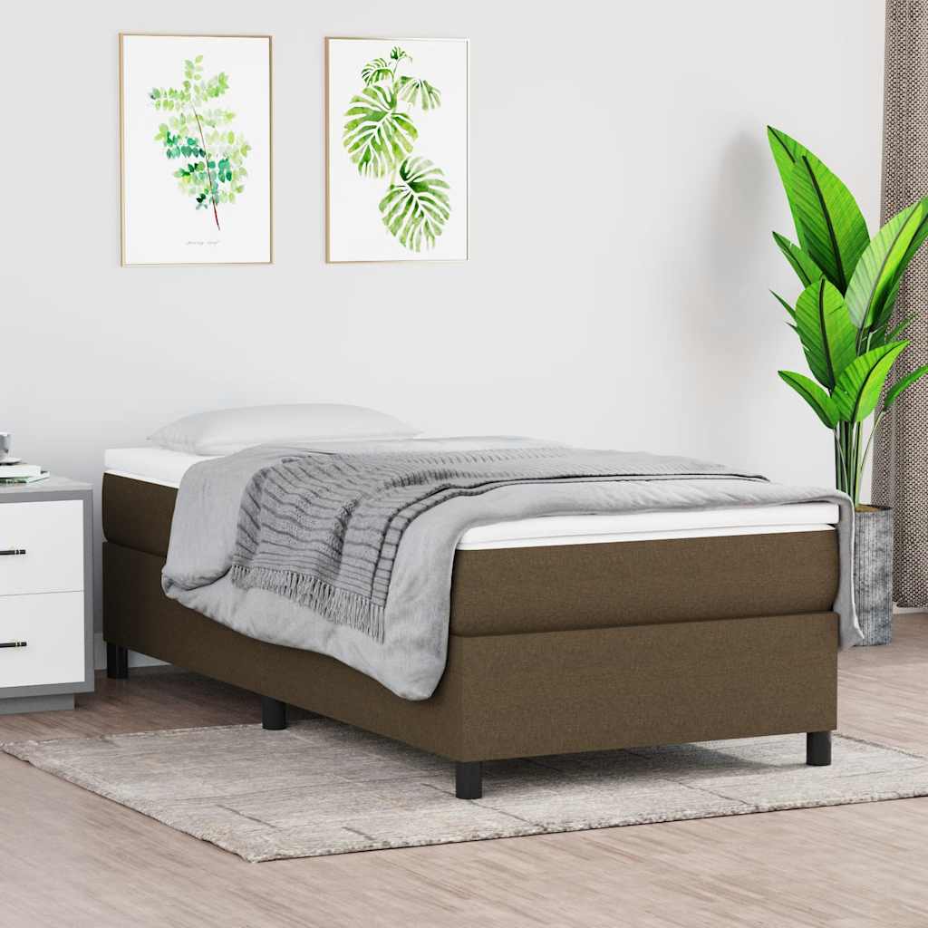 Estrutura de cama com molas 90x190 cm tecido castanho-escuro