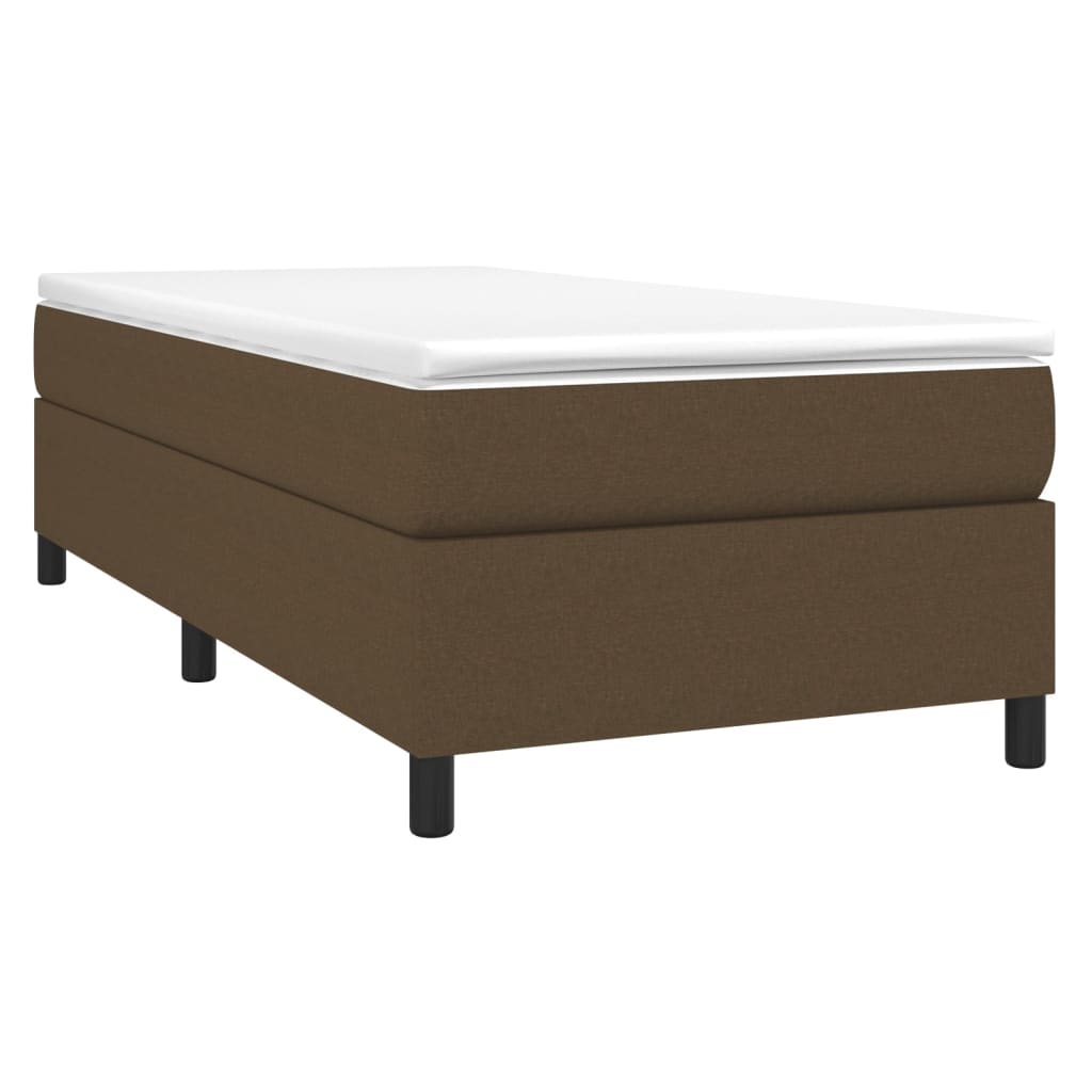 Estrutura de cama com molas 90x190 cm tecido castanho-escuro