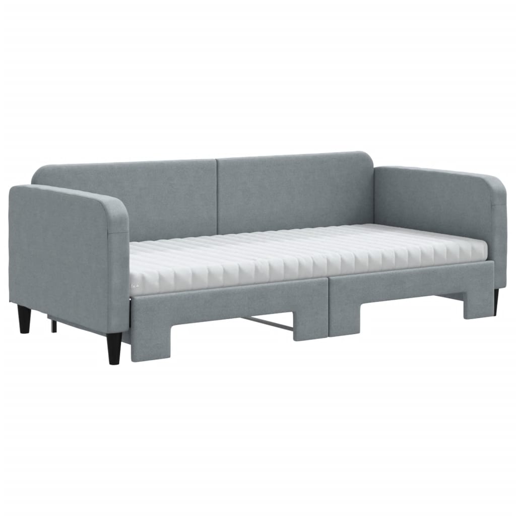 Sofá-cama c/ gavetão e colchões 90x200 cm tecido cinzento-claro