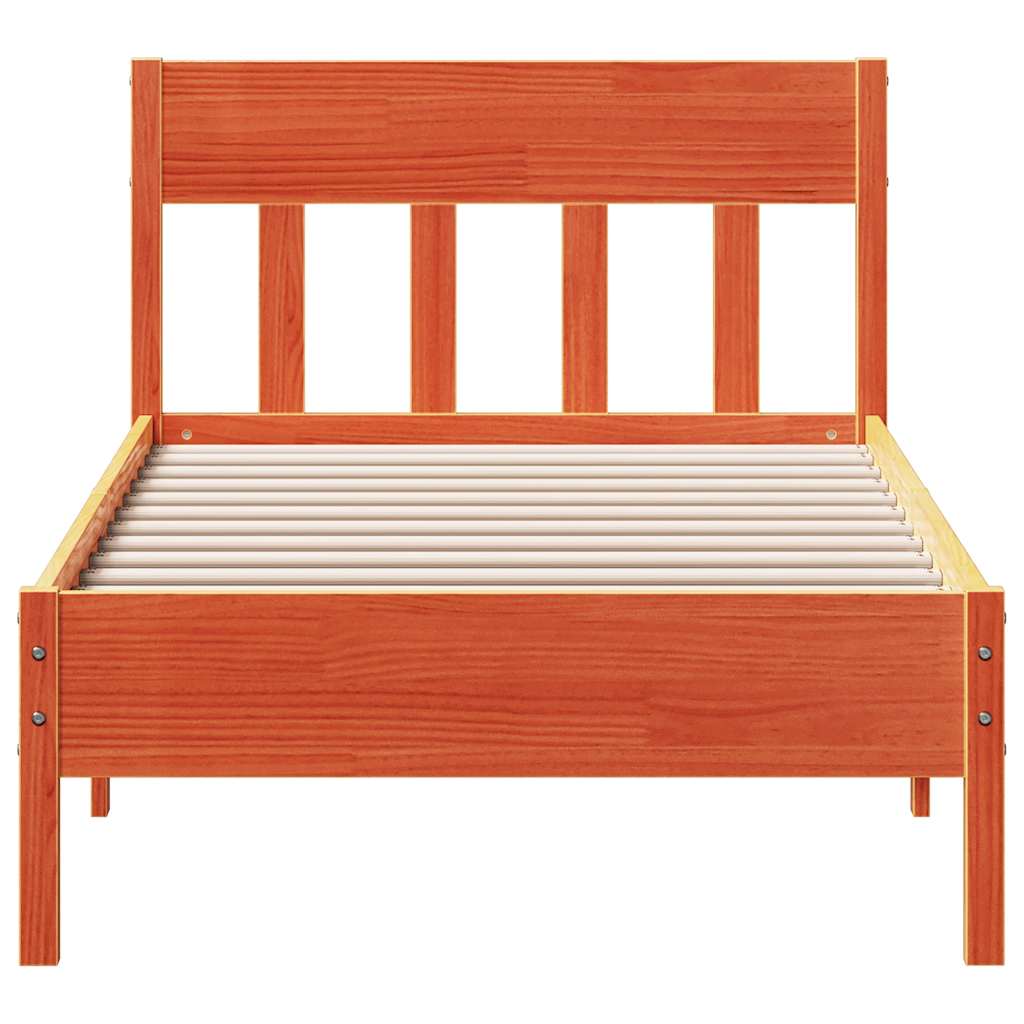Cama sem colchão 75x190 cm madeira de pinho maciça castanho-mel