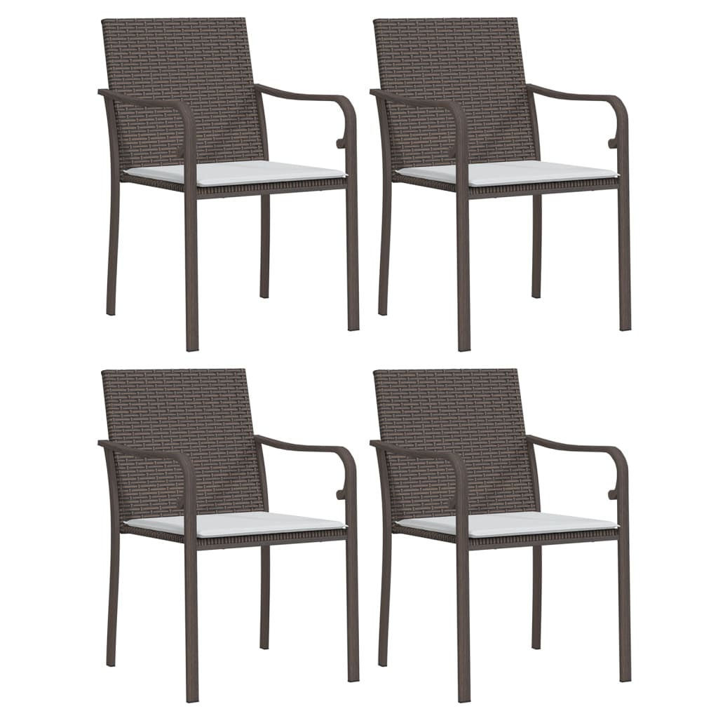 5 Pcs conjunto de jantar p/ jardim c/ almofadões vime PE e aço