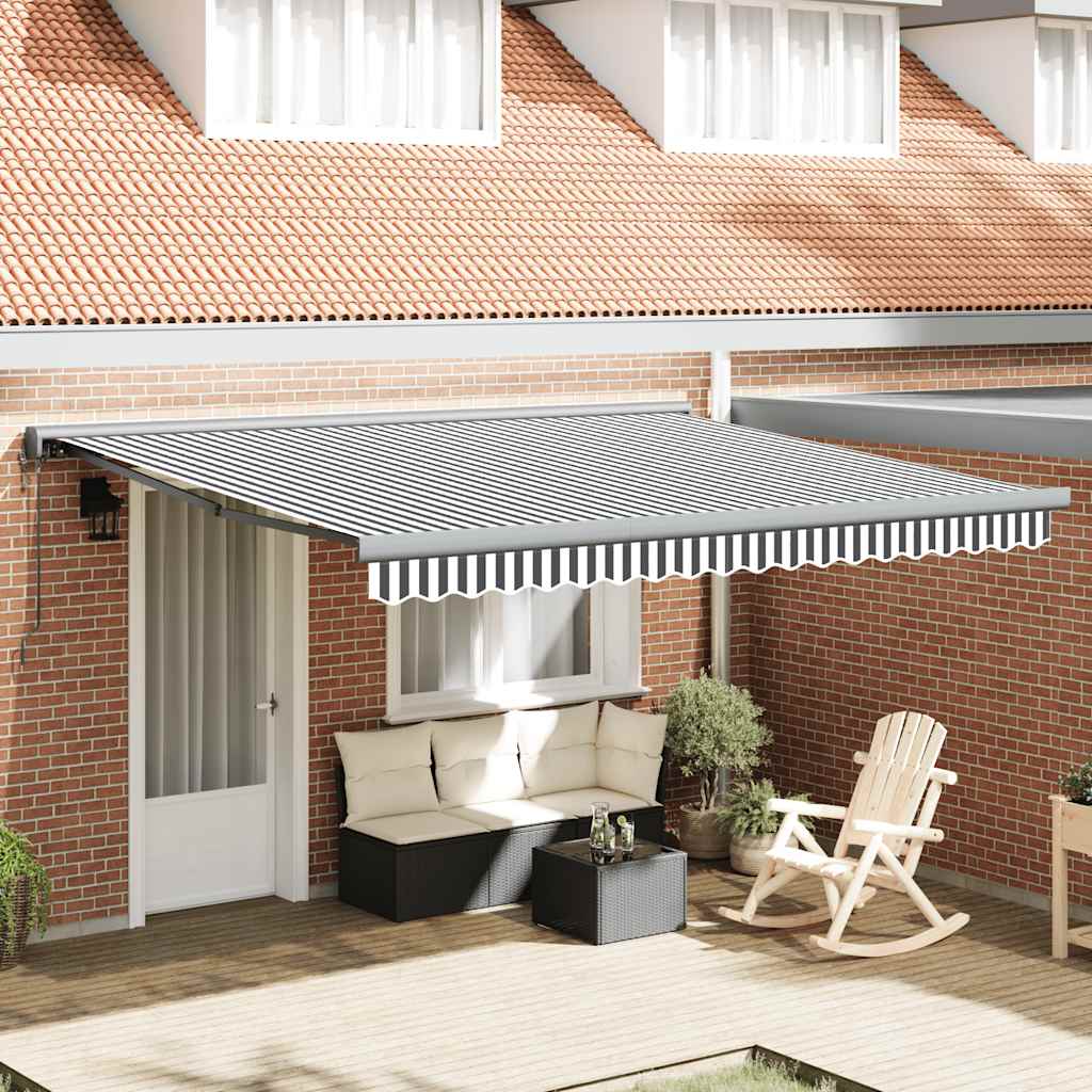 Toldo retrátil 4x3 m tecido e alumínio antracite e branco
