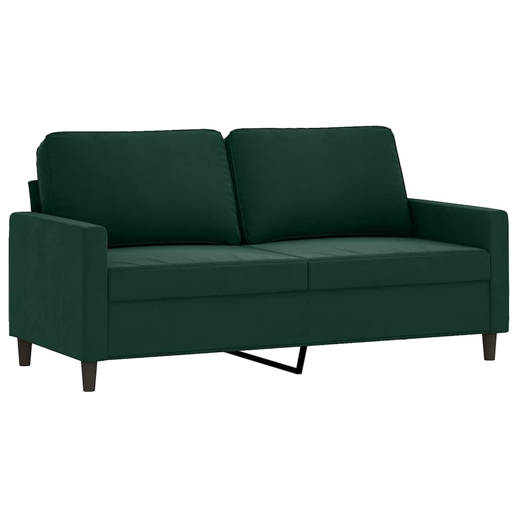 3 Pcs conjunto de sofás com almofadões veludo verde-escuro