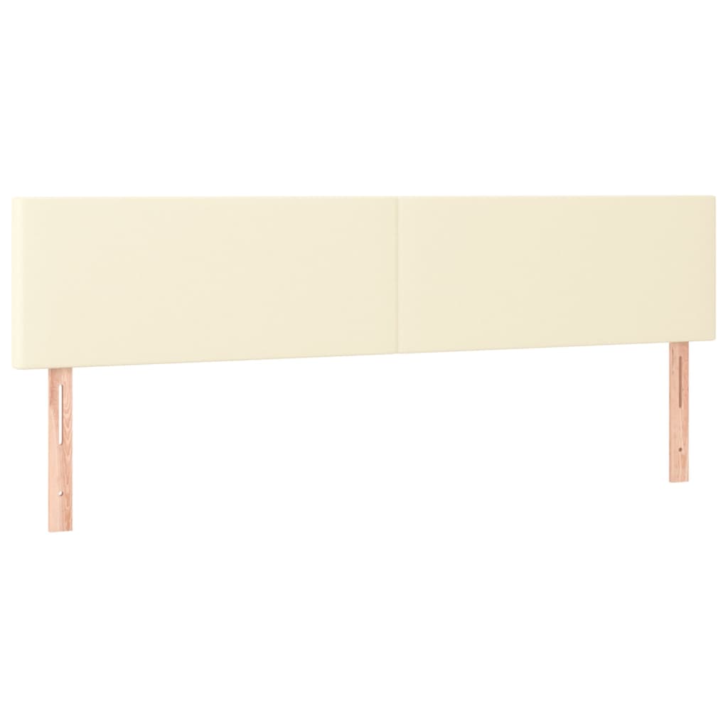 Cabeceira de cama c/ LED 200x5x78/88 cm couro artificial creme