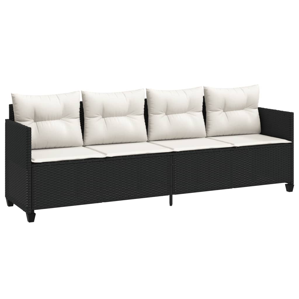 5 Pcs conjunto sofás de jardim com almofadões vime PE preto