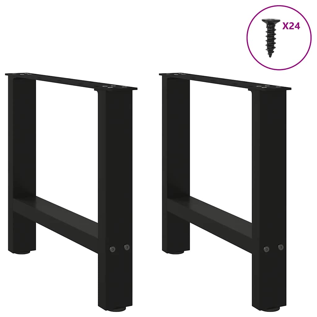 Pés para mesa de centro pretos 2 peças 60x(42-43) cm aço