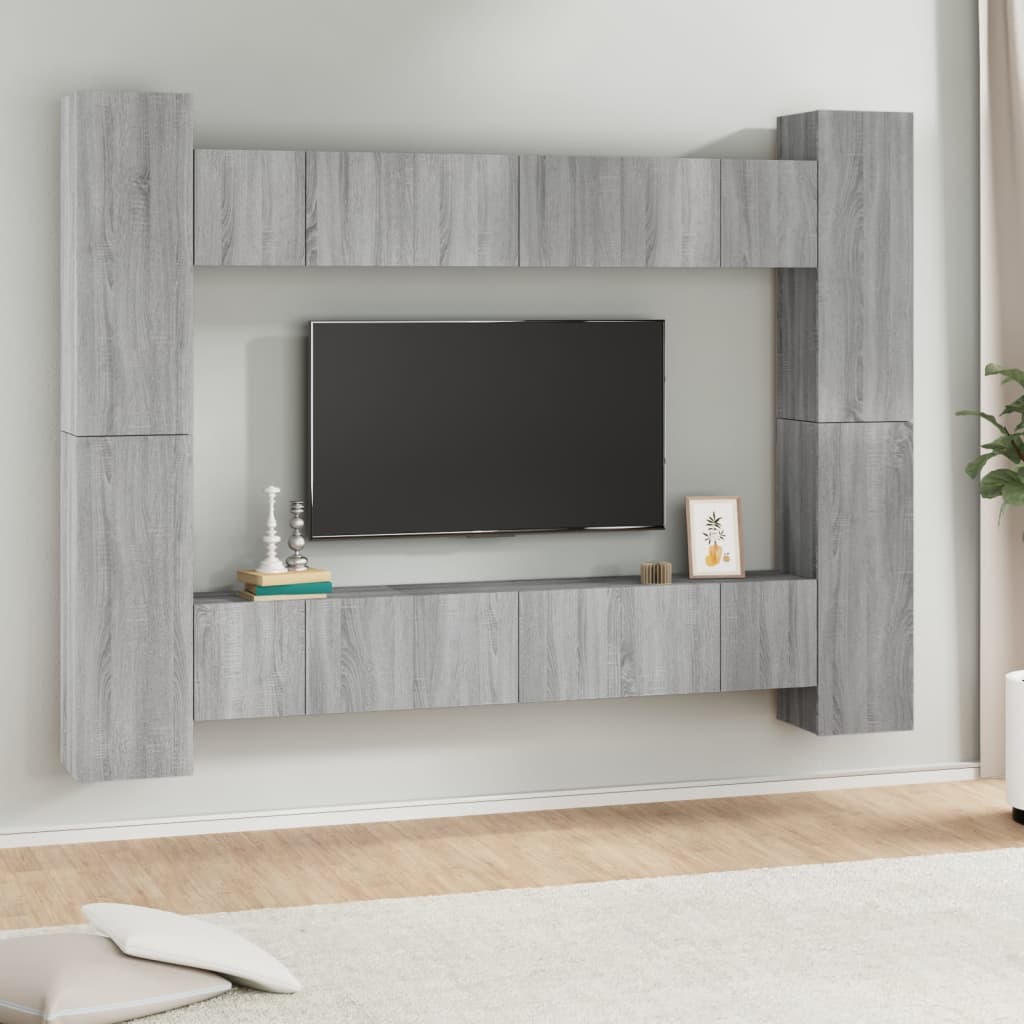 Conjunto móveis de TV 10 pcs madeira processada sonoma cinza