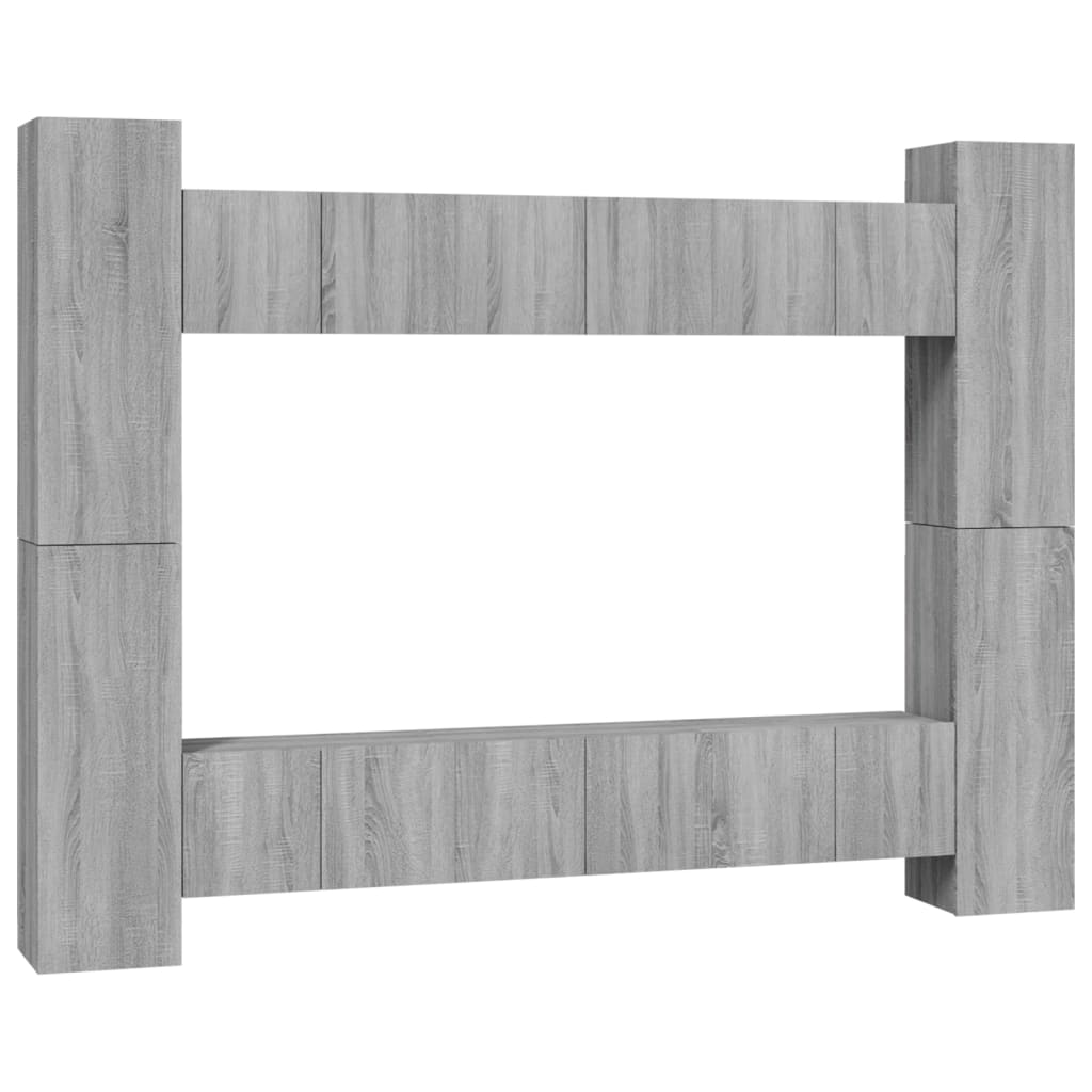 Conjunto móveis de TV 10 pcs madeira processada sonoma cinza