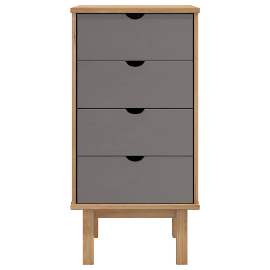 Armário gavetas otta 45x39x90 cm pinho maciço castanho/cinza