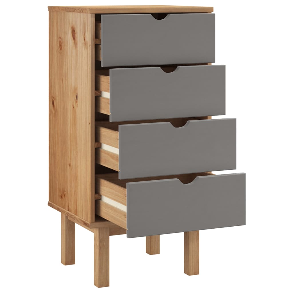 Armário gavetas otta 45x39x90 cm pinho maciço castanho/cinza