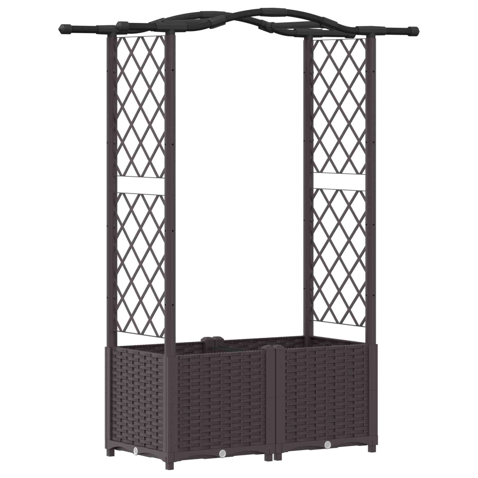Cama elevada com treliça e telhado castanho 125 x 40 x 138 cm